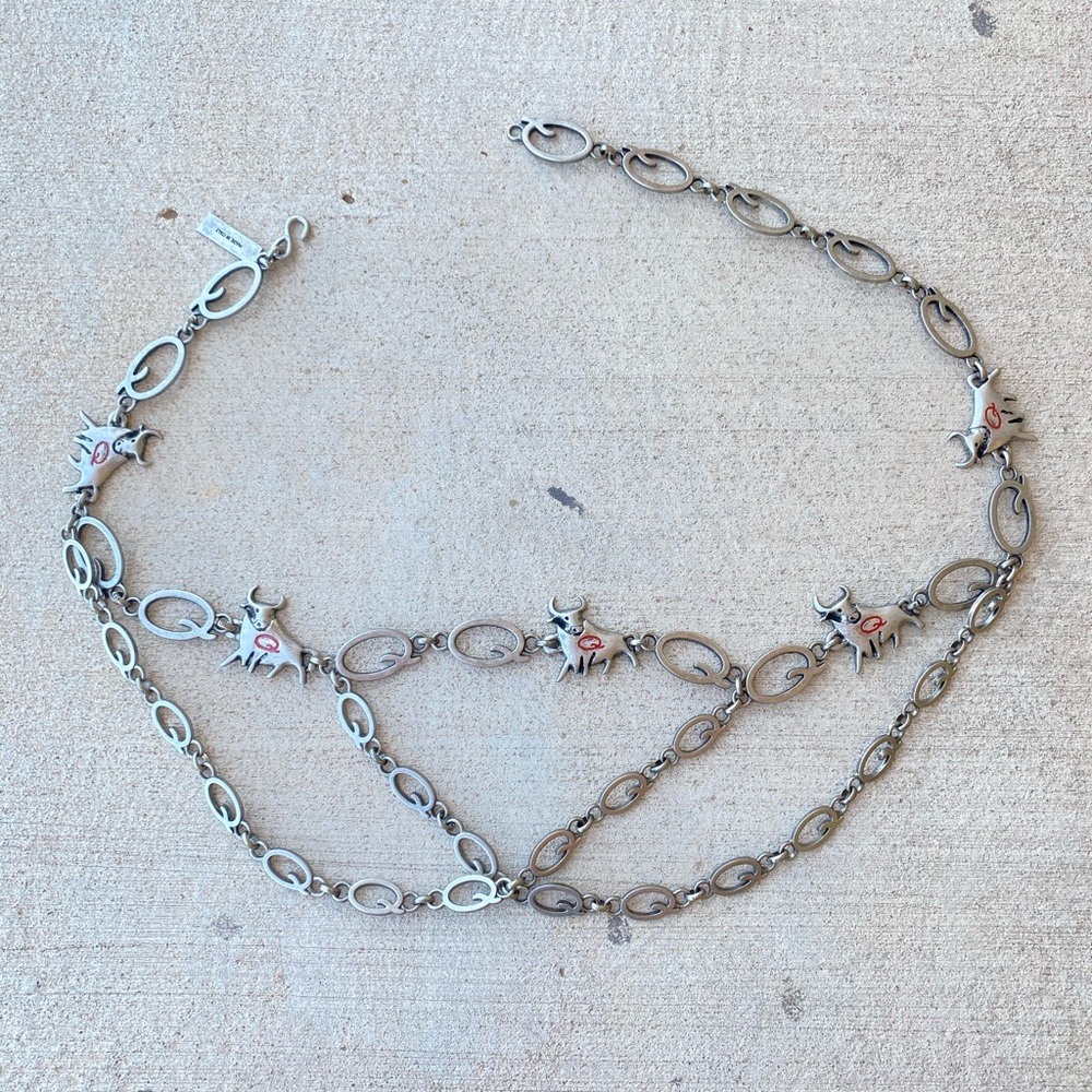 🌻 Q Cattle Cow Vintage Metal Concho Belt